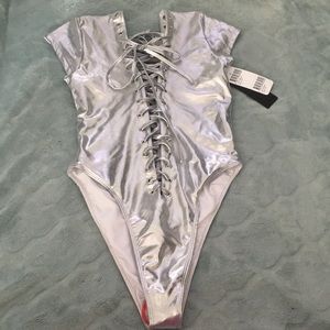 Size large Dolls kill silver bodysuit